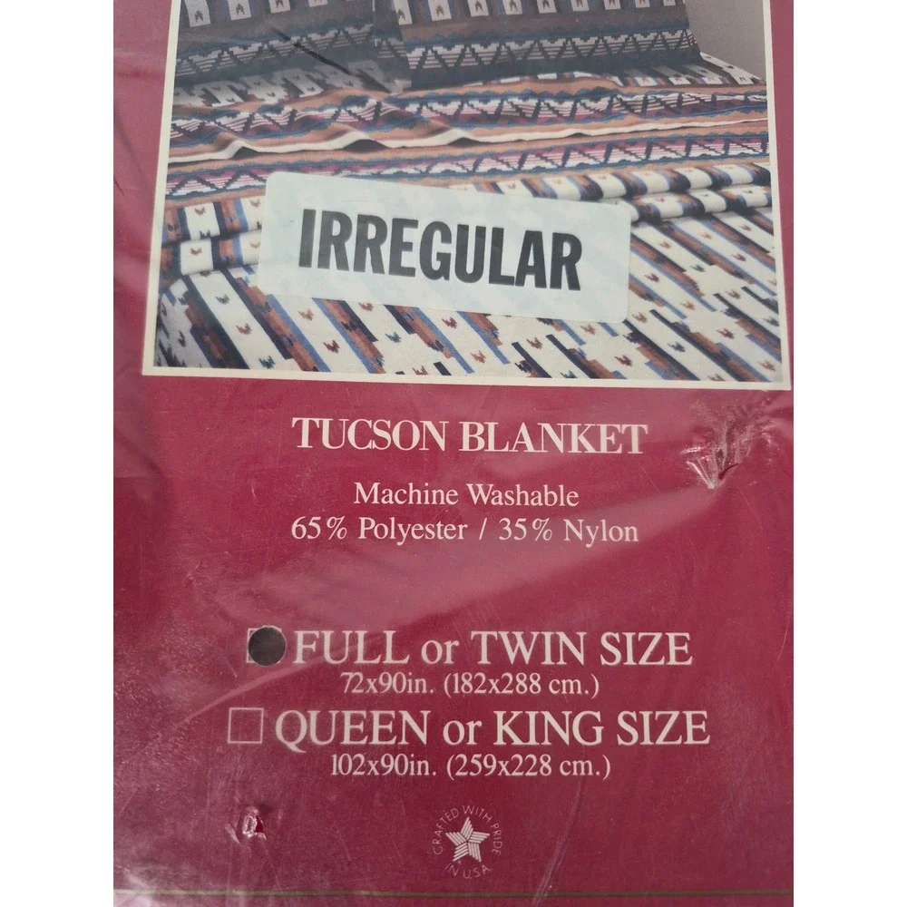 Vintage Cannon Tucson Blanket Southwestern Geometric Full/Twin 72x90 Made in USA